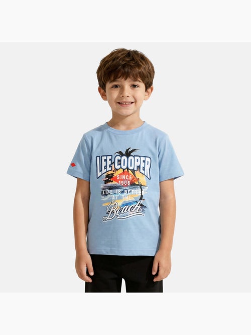Lee cooper - t-shirt manches courtes imprimé plage, col rond - Kiabi