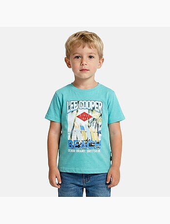 Lee cooper - t-shirt manches courtes imprimé plage, col rond