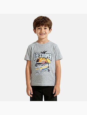 Lee cooper - t-shirt manches courtes imprimé plage, col rond