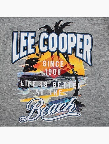 Lee cooper - t-shirt manches courtes imprimé plage, col rond