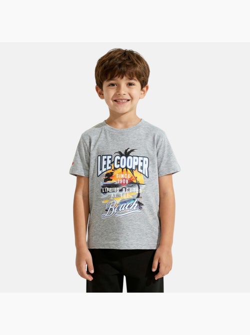 Lee cooper - t-shirt manches courtes imprimé plage, col rond - Kiabi