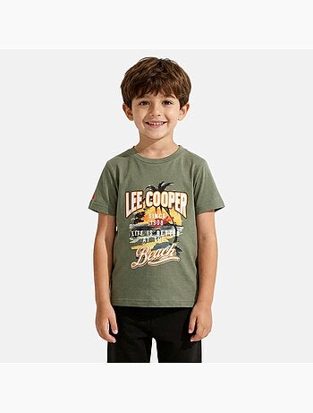 Lee cooper - t-shirt manches courtes imprimé plage, col rond