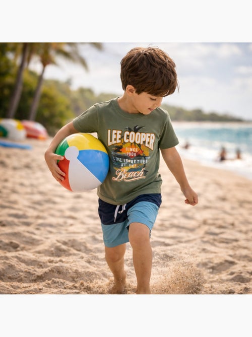 Lee cooper - t-shirt manches courtes imprimé plage, col rond - Kiabi