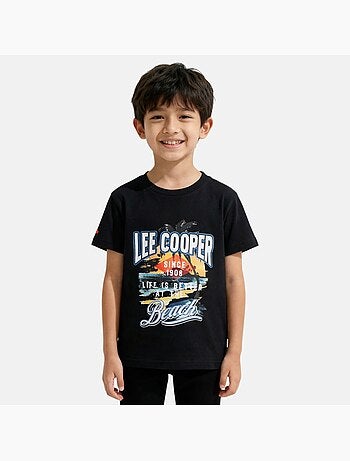 Lee cooper - t-shirt manches courtes imprimé plage, col rond