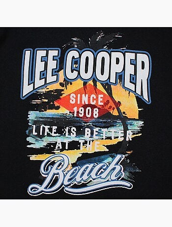 Lee cooper - t-shirt manches courtes imprimé plage, col rond