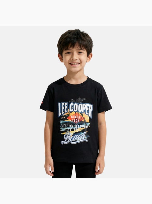 Lee cooper - t-shirt manches courtes imprimé plage, col rond - Kiabi