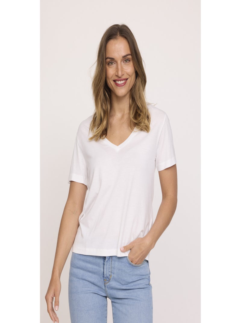Lee Cooper - T-shirt manches courtes lyocell comfort AELY Blanc - Kiabi