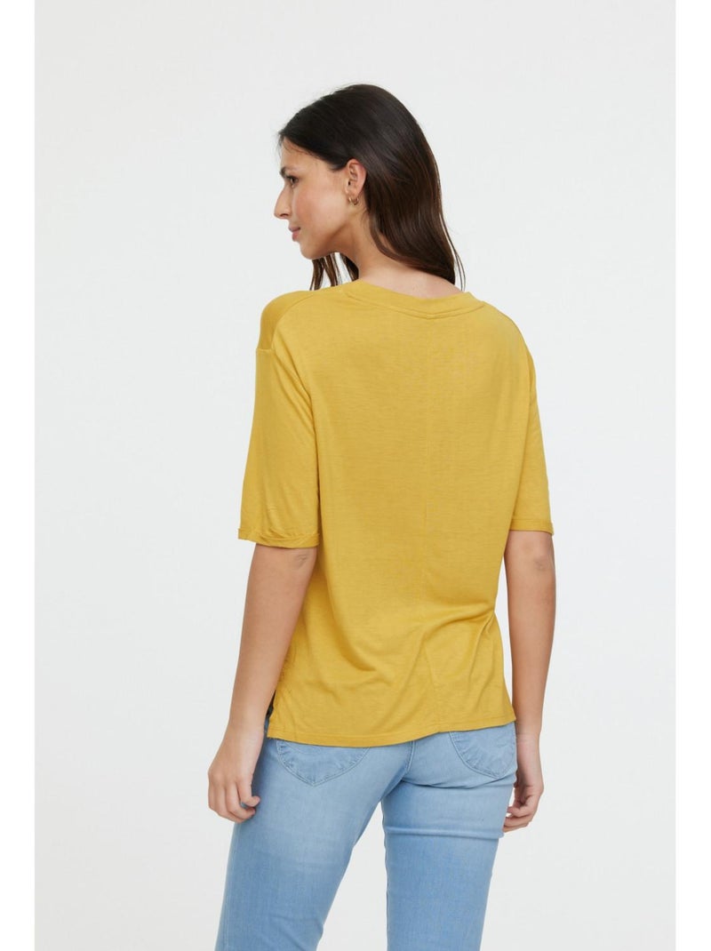 Lee Cooper - T-Shirt manches courtes viscose regular ADOUNA M Jaune - Kiabi