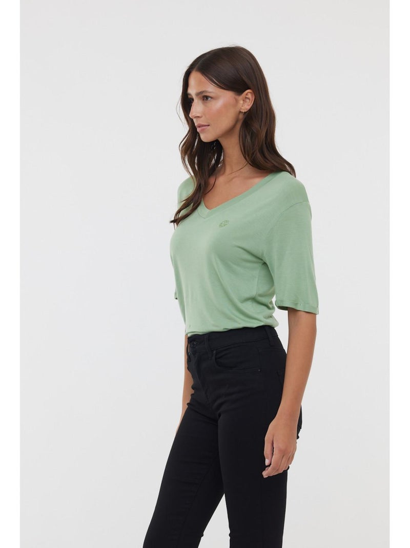 Lee Cooper - T-Shirt manches courtes viscose regular ADOUNA M Vert pistache - Kiabi