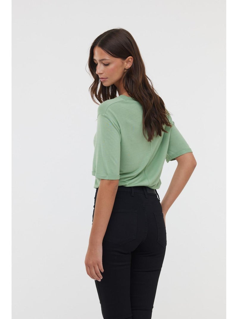 Lee Cooper - T-Shirt manches courtes viscose regular ADOUNA M Vert pistache - Kiabi