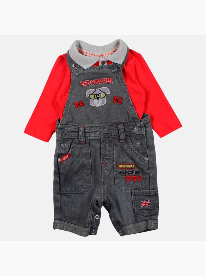Lee Cooper - T-shirt manches longues avec salopette Gris - Kiabi
