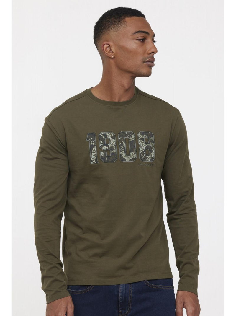 Lee Cooper - T-Shirt manches longues coton regular ACACH Kaki - Kiabi