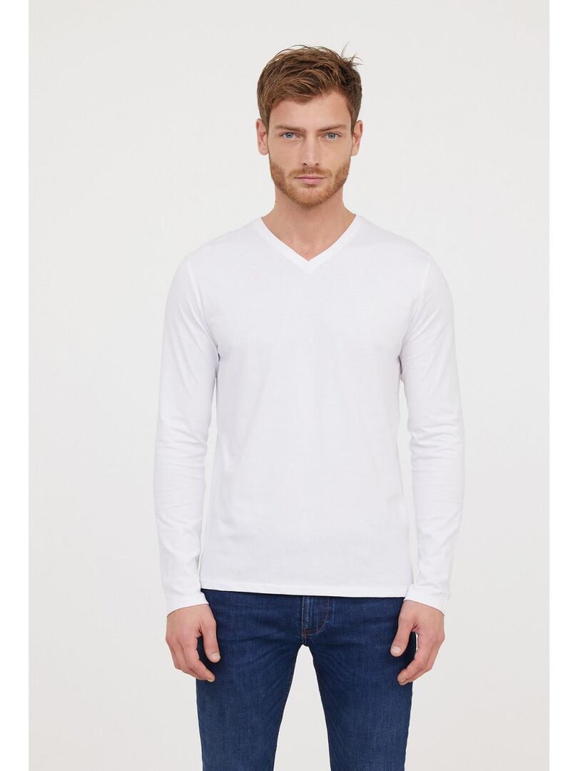 Lee Cooper - T-Shirt manches longues coton regular AJESSY Blanc - Kiabi