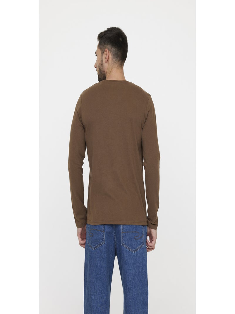 Lee Cooper - T-shirt manches longues coton regular AJESSY ML Noir Marron - Kiabi