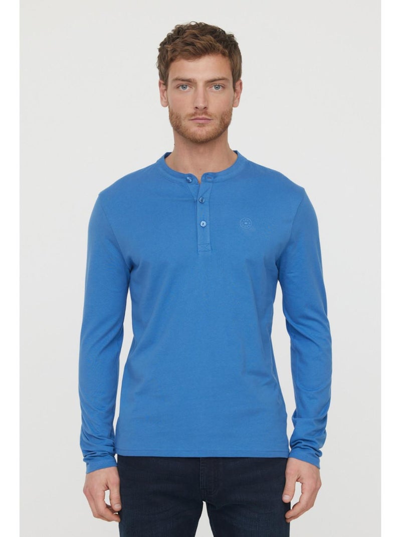 Lee Cooper - T-Shirt manches longues coton regular ASILO Bleu céladon - Kiabi