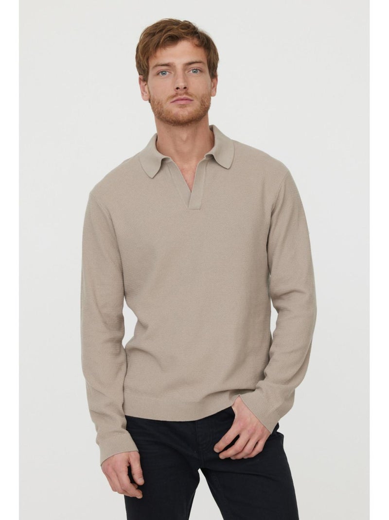 Lee Cooper - T-Shirt manches longues coton regular BINO Taupe - Kiabi