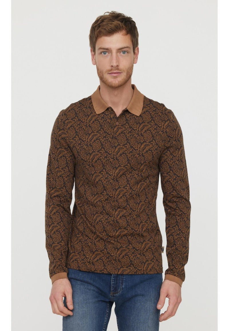 Lee Cooper - T-Shirt manches longues coton regular BURIO Marron - Kiabi