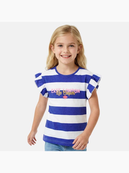 Lee cooper - t-shirt rayé à manches volantées imprimé, col rond - Kiabi