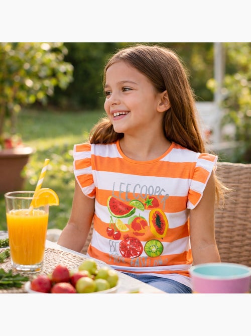 Lee Cooper - Top à rayures avec imprimé fille - Kiabi