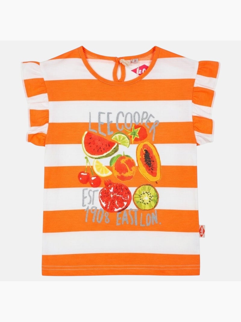 Lee Cooper - Top à rayures avec imprimé fille Orange - Kiabi