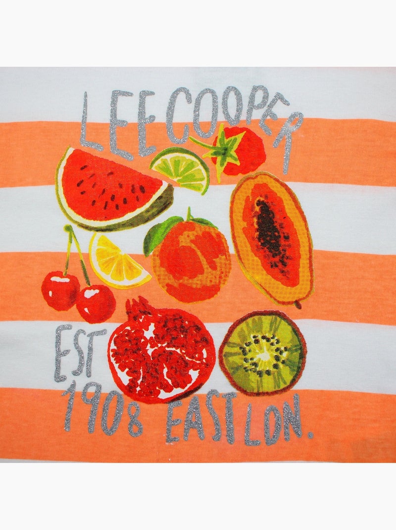 Lee Cooper - Top à rayures avec imprimé fille Orange - Kiabi