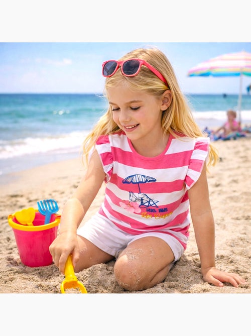 Lee Cooper - Top à rayures avec imprimé fille - Kiabi