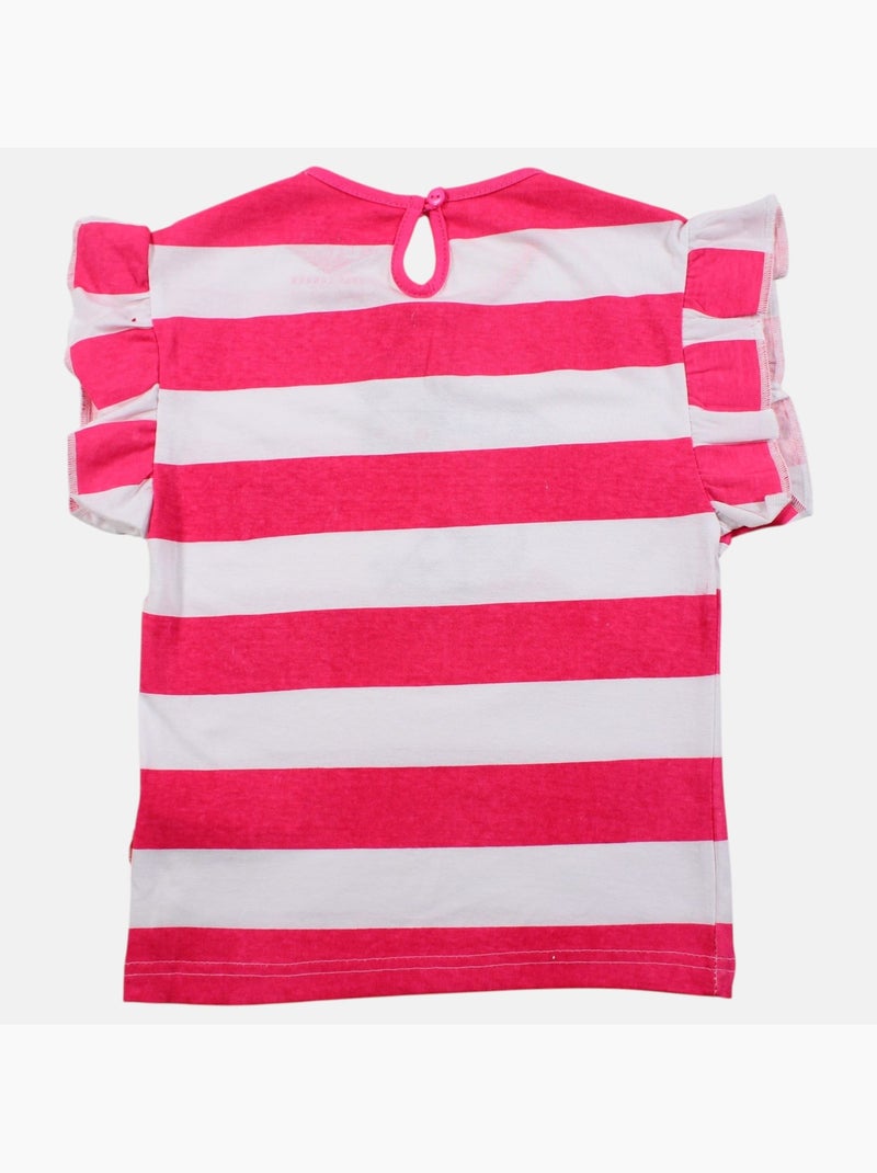 Lee Cooper - Top à rayures avec imprimé fille Rose fushia - Kiabi