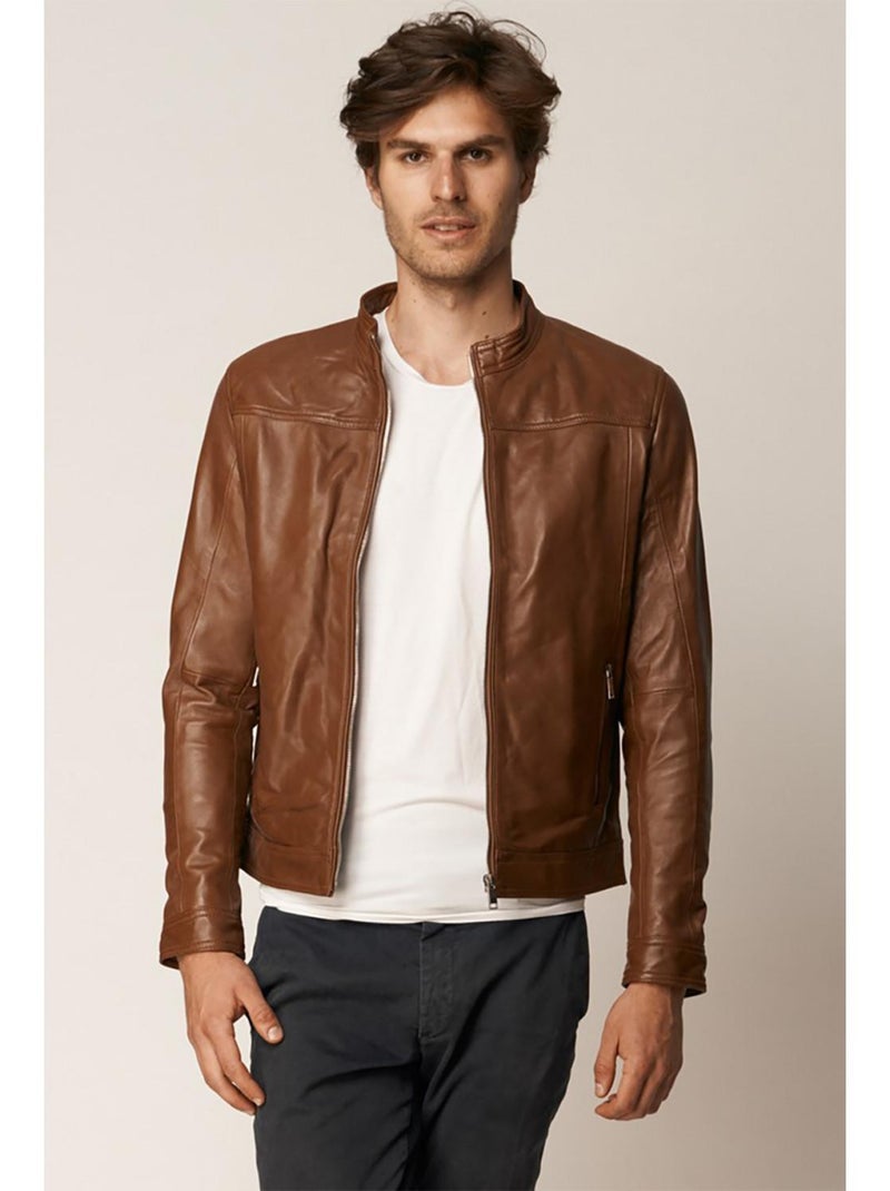 Lee Cooper - Veste cuir  BIRILLE Cognac - Kiabi