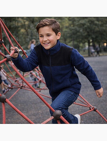 Lee cooper - veste polaire zippée col montant à empiècements, manches longues
