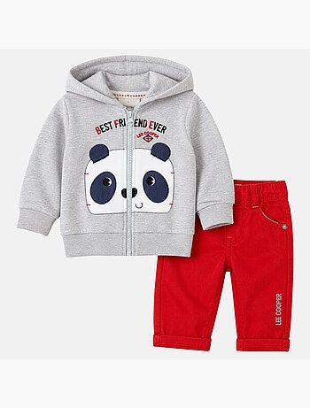 Lee Cooper - Veste sweat à capuche imprimé panda avec pantalon