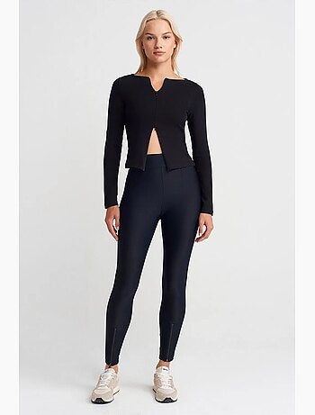 Legging à taille haute, jambe skinny et fermeture zippée dilvin