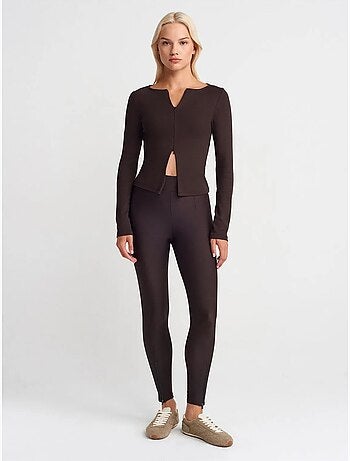 Legging à taille haute, jambe skinny et fermeture zippée dilvin