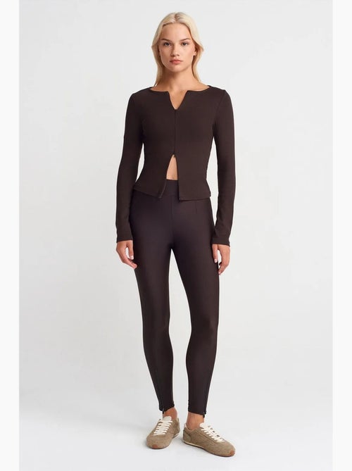 Legging à taille haute, jambe skinny et fermeture zippée dilvin - Kiabi Legging à taille haute, jambe skinny et fermeture zippée dilvin - Kiabi