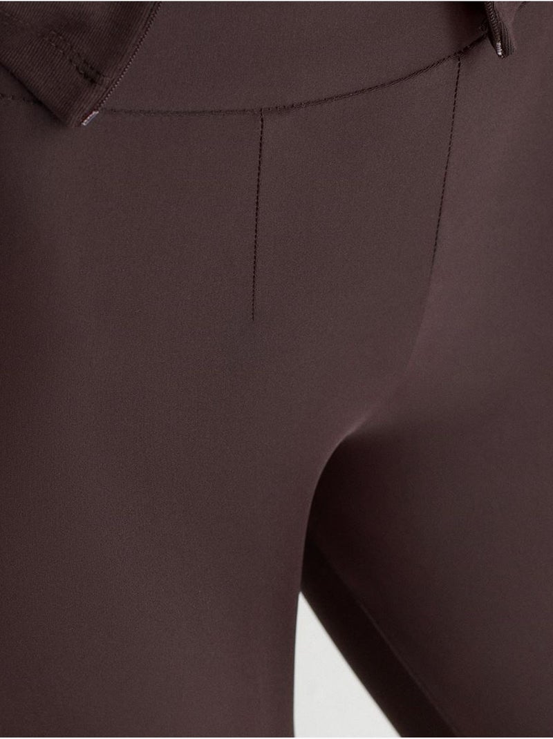 Legging à taille haute, jambe skinny et fermeture zippée dilvin Marron chocolat - Kiabi