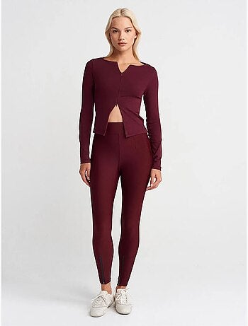 Legging à taille haute, jambe skinny et fermeture zippée dilvin