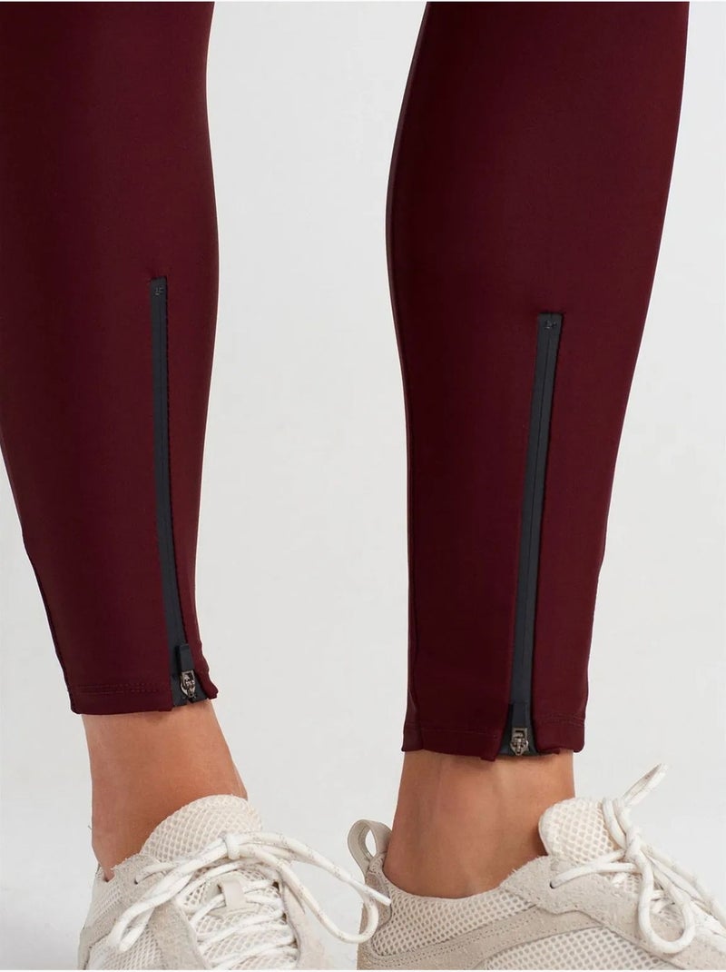 Legging à taille haute, jambe skinny et fermeture zippée dilvin Rouge bordeaux - Kiabi