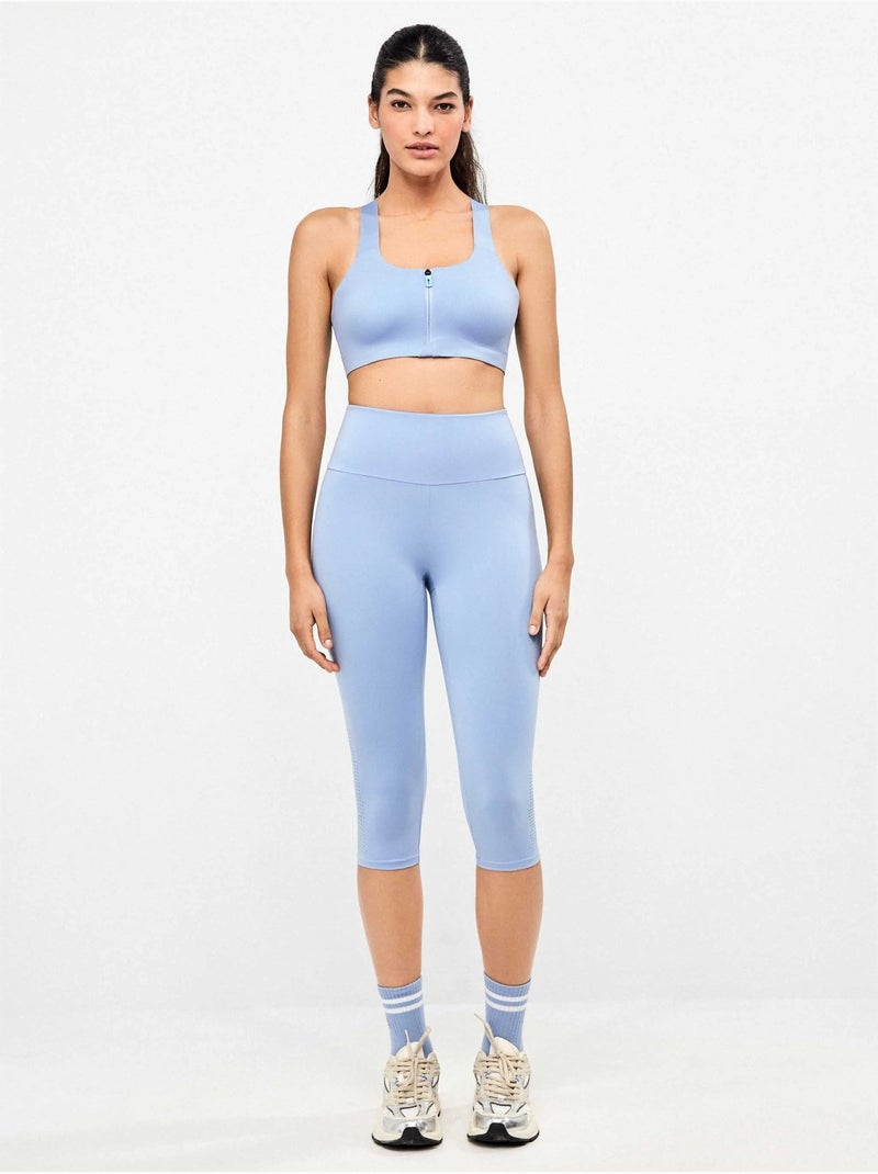 Legging 'capri' fabriqué dans un tissu sculptant qui définit et stylise Bleu - Kiabi