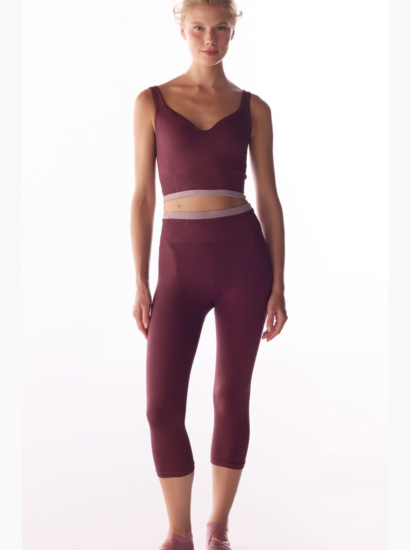 Legging capri sans coutures penti Rouge bordeaux - Kiabi