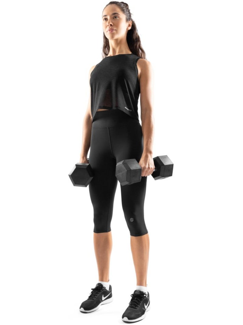 Legging capri sport femme fitness femme ynys Noir - Kiabi
