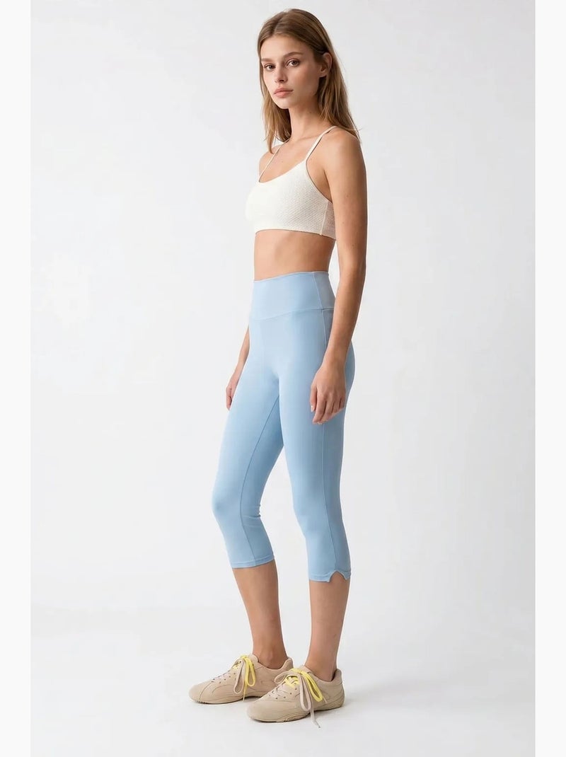 Legging capri taille haute avec fente mixray Bleu ciel - Kiabi