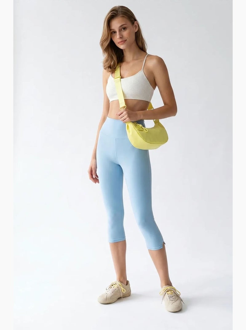 Legging capri taille haute avec fente mixray Bleu ciel - Kiabi