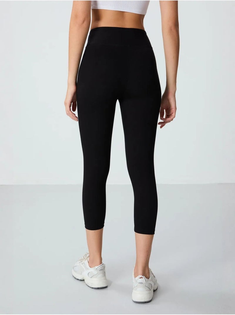 Legging capri taille haute tommy Noir - Kiabi