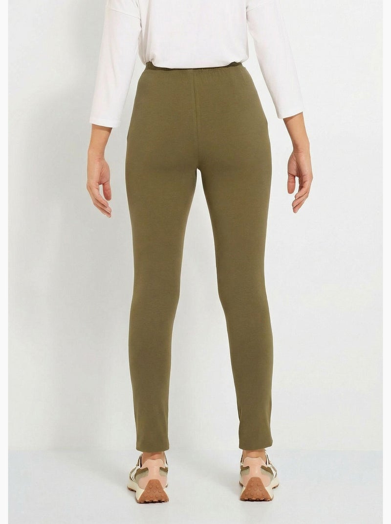 Legging ceinture élastiquée uni ou imprimé - Afibel Kaki - Kiabi