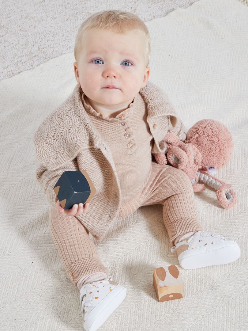 Collant Bébé Fille Marron Legging Maille Côtelée Bébé Fille Bas