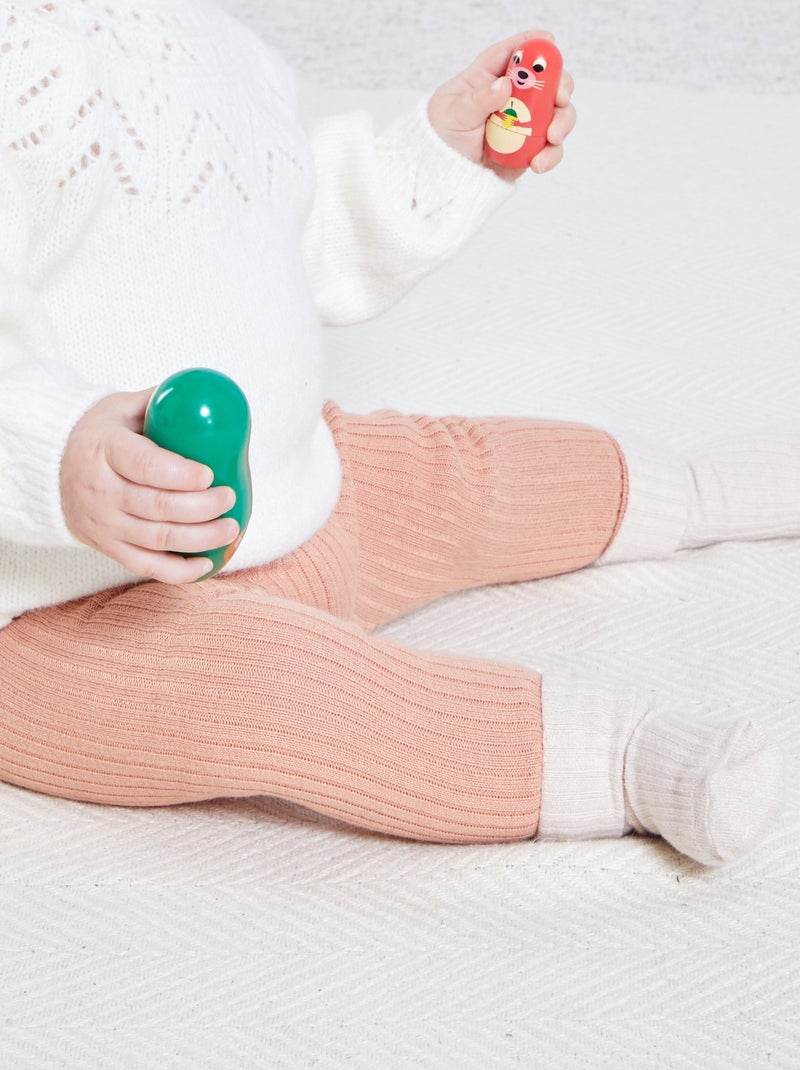 Legging + chaussettes en maille côtelée Pêche - Kiabi