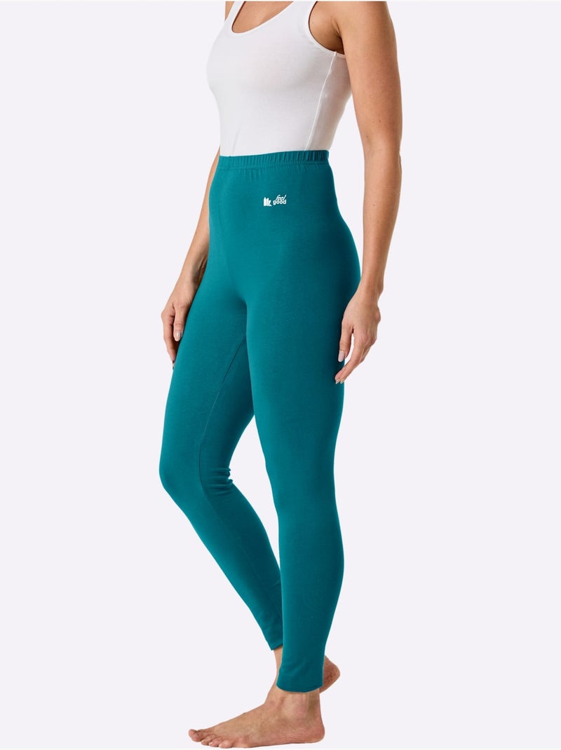Legging confortable en jersey fin avec ceinture élastique et logo imprimé - taille standard - witt Bleu pétrole - Kiabi