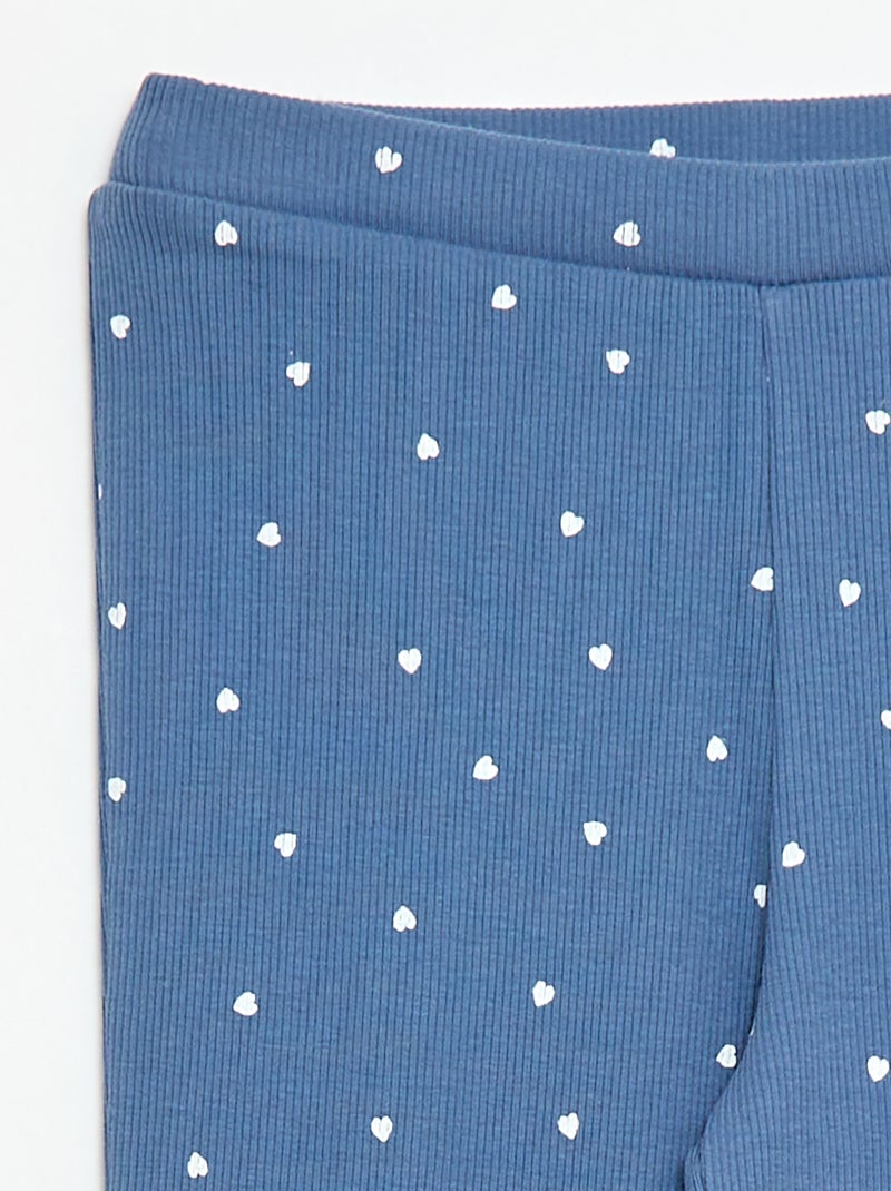 Legging côtelé à motif Bleu - Kiabi