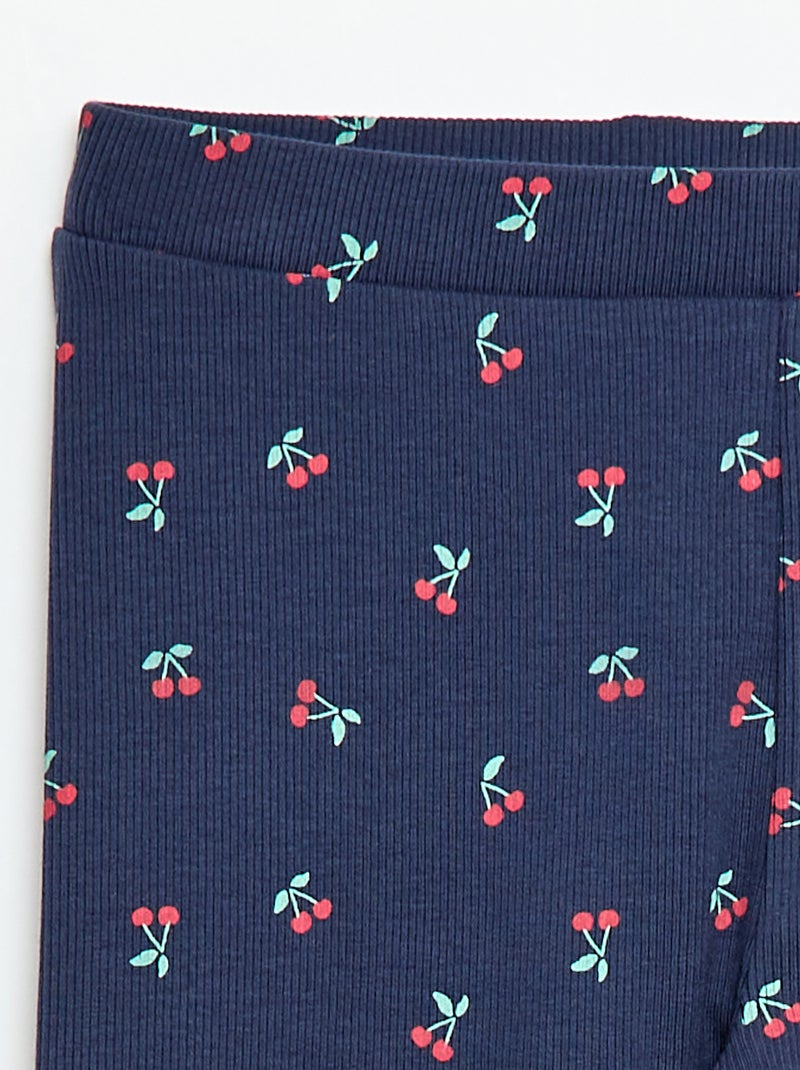 Legging côtelé à motif Bleu - Kiabi