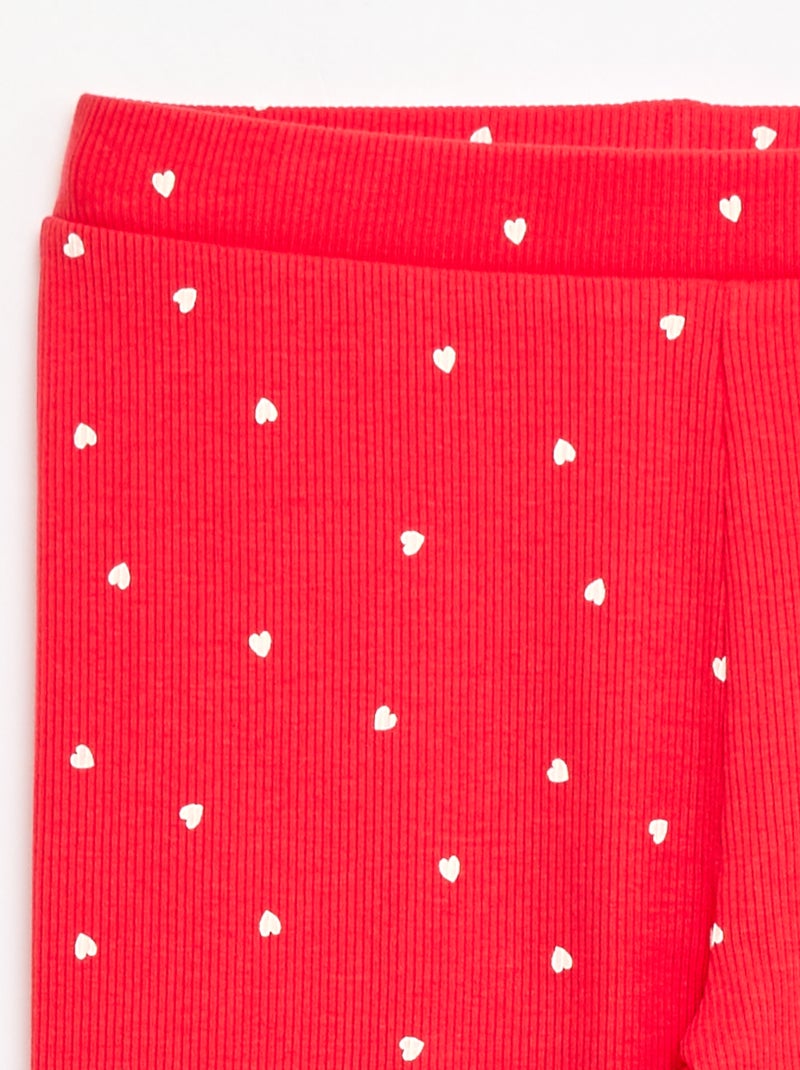 Legging côtelé à motif Rouge - Kiabi