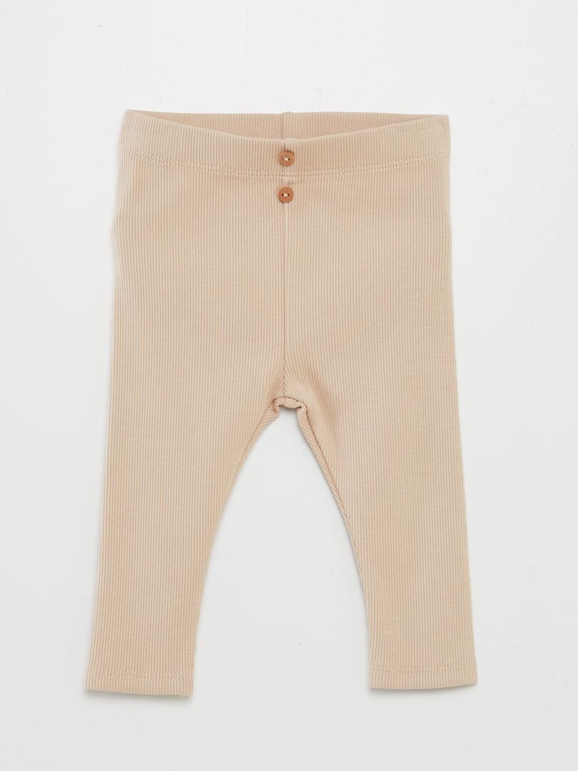 Legging côtelé avec boutons Beige - Kiabi